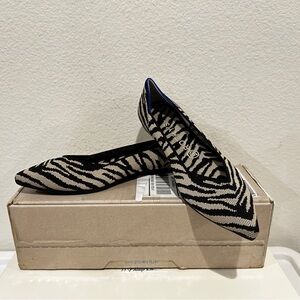 Rothy's The Point Flats Black Zebra, Size 8, New in Box